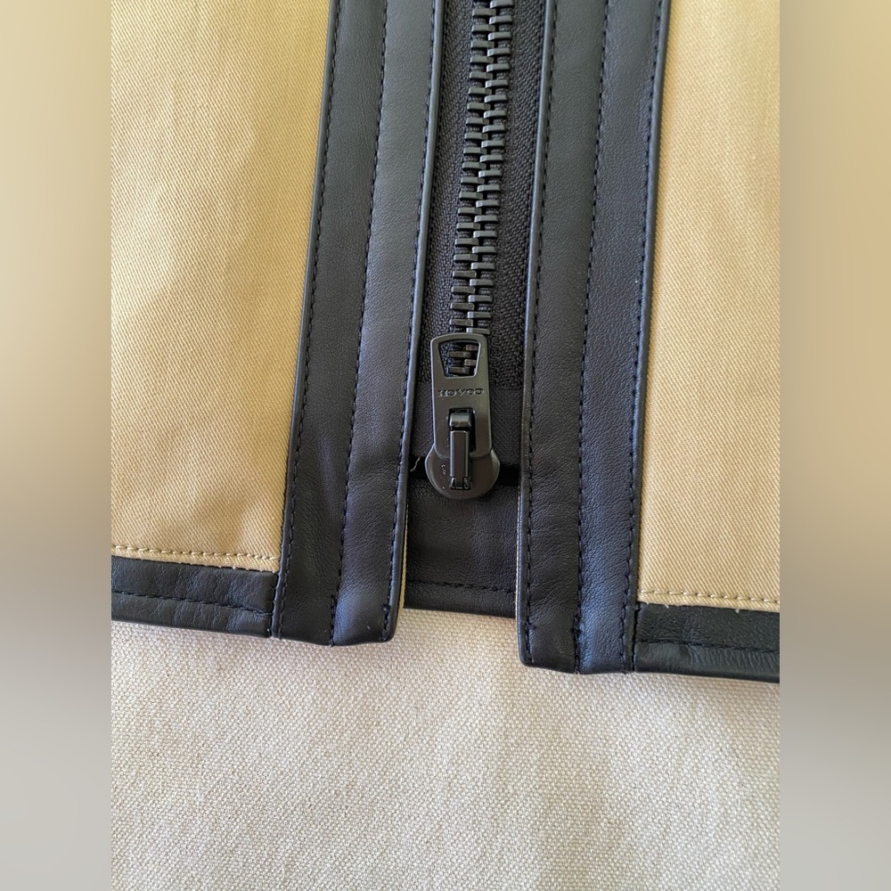Coach Outlet Tan Black Trim Moto Style Utility Zip Front Jacket Luxury Casual XS - Picture 6 of 13